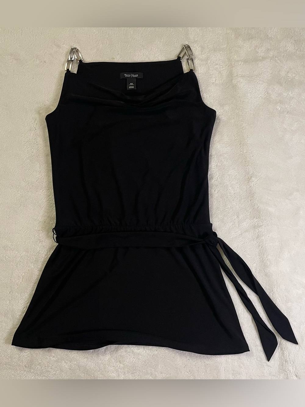 WHBM Little Black Dress with Rectangle Metal Straps size XS